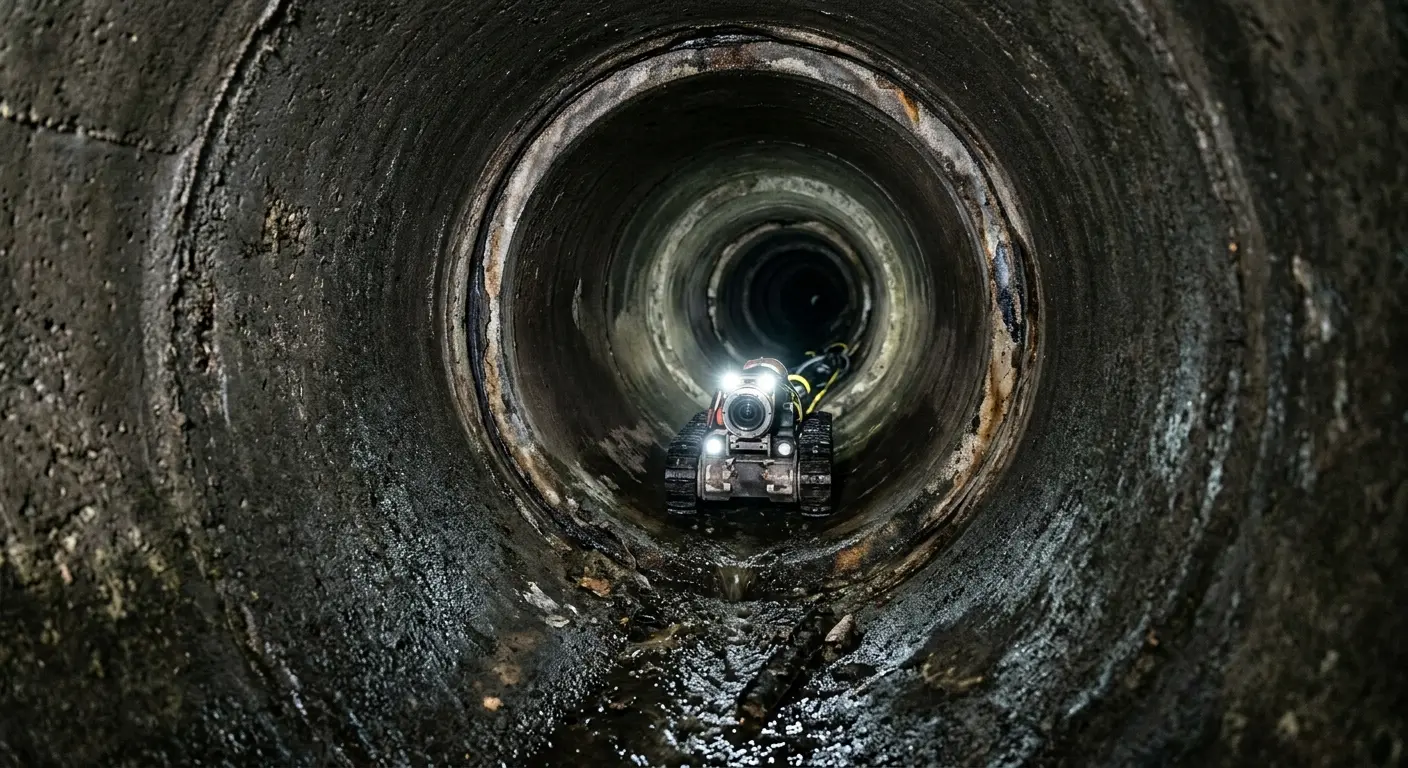 Robotic sewer camera inspecting pipe interior for Sewer Line Cleaning in Snohomish